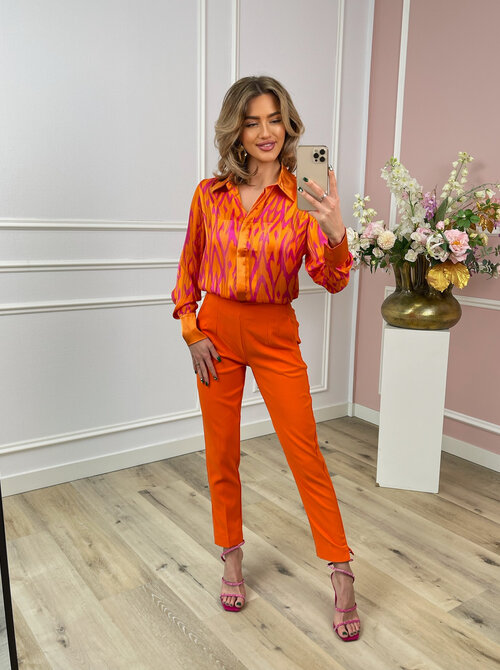 Eloise zigzag blouse orange/pink