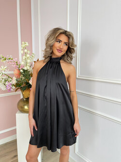 Lucy halter satin dress black