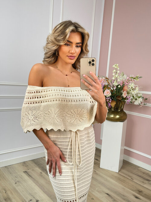 Gigi crochet dress beige