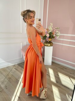 Yasmin silky dress orange