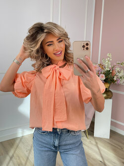 Madison puff blouse orange