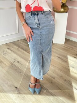 Long denim skirt