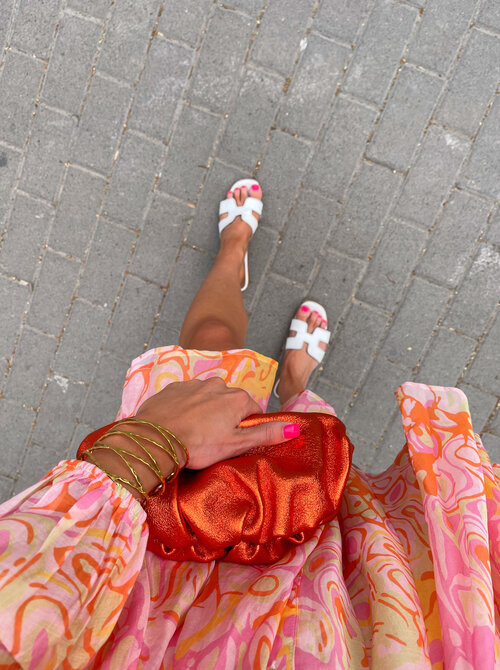 Metallic clutch orange