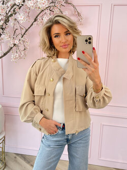 Jill gold button jacket beige