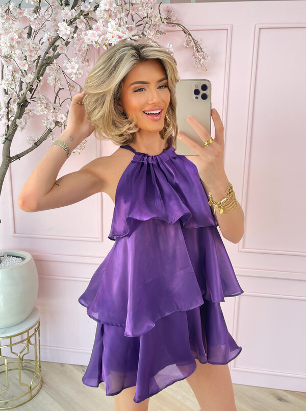 Mary ruffle dress purple