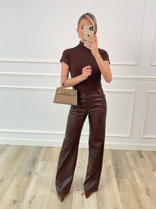 Leather pants brown - Elle Voudrait