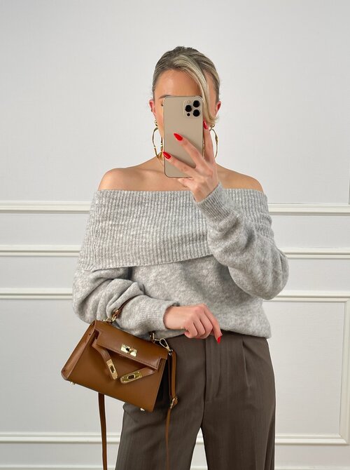 Lou off shoulder sweater grey Elle Voudrait