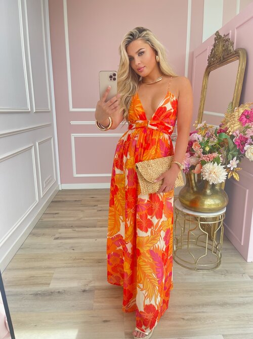 Linnea maxi dress pink & orange
