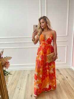 Linnea maxi dress pink & orange