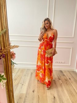Linnea maxi dress pink & orange