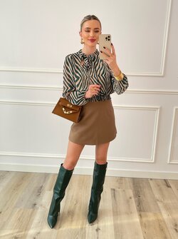 Lara cropped blouse green/beige