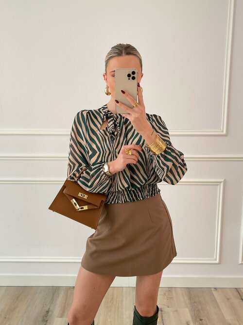 Lara cropped blouse green/beige