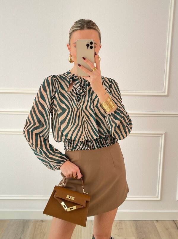 Lara cropped blouse green/beige