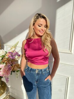 Satin top magenta