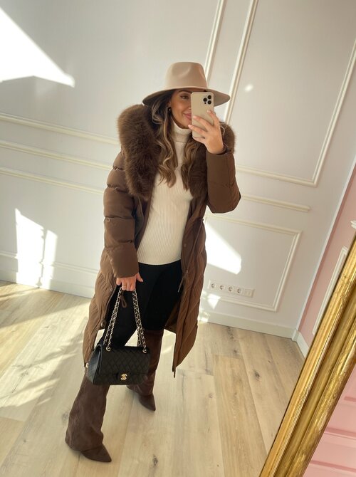 Sarah coat long brown