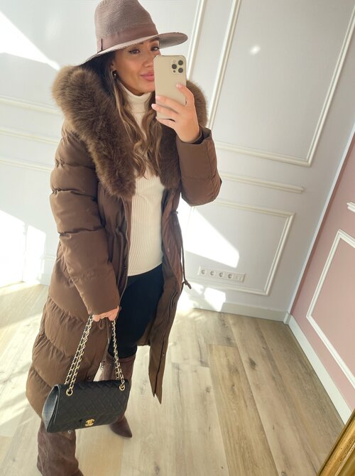 Sarah coat long brown