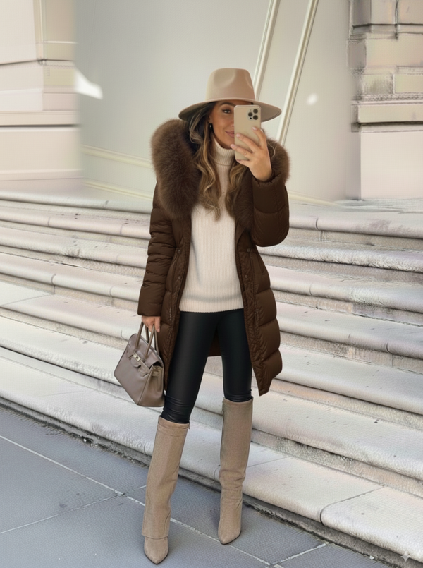 Sarah coat long brown