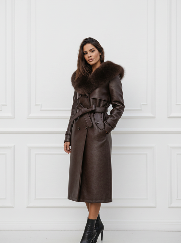 LOPEZ COAT BROWN FAUX FUR