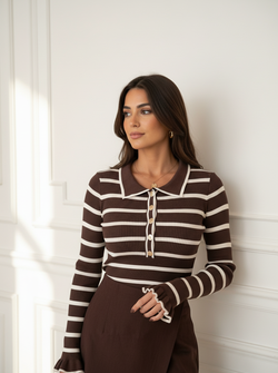 Isabella striped top brown/beige Isabella striped top brown/beige