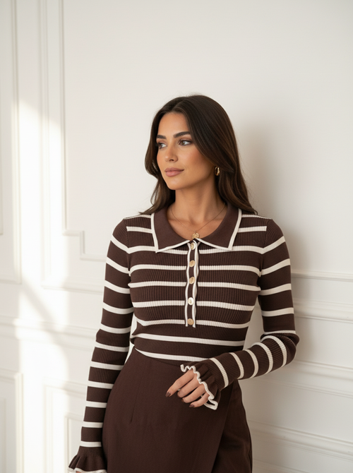 Isabella striped top brown/beige Isabella striped top brown/beige
