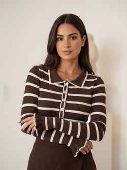 Isabella striped top brown/beige Isabella striped top brown/beige