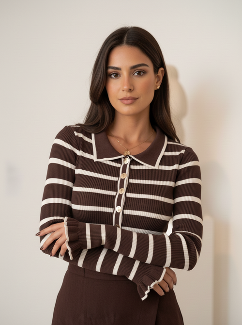 Isabella striped top brown/beige Isabella striped top brown/beige