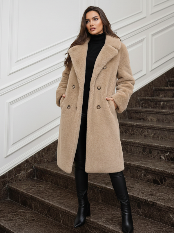 yara faux fur jacket beige