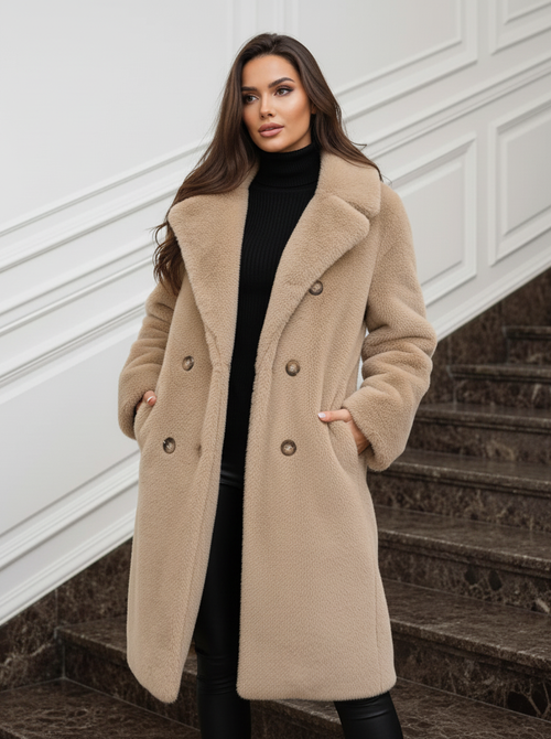 Yara faux fur jacket beige