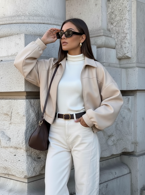 Suede jacket beige