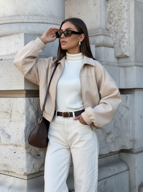 Suede jacket beige