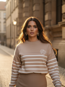Casey  striped sweater camel
