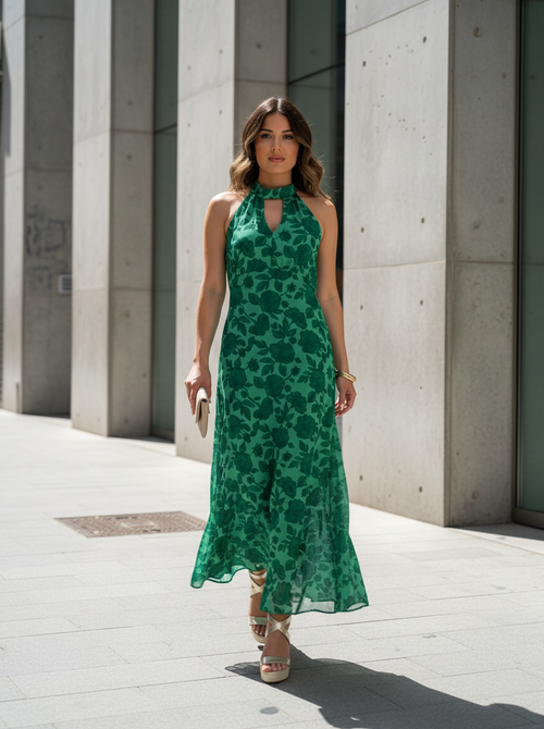 Linne dress green