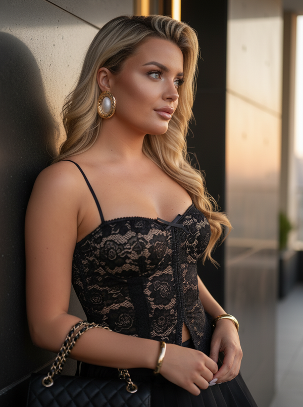 Noelle lace top black