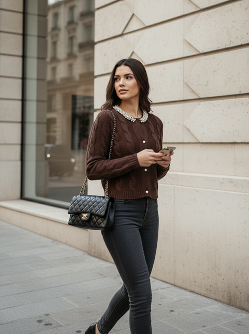 Eef vest brown pearl
