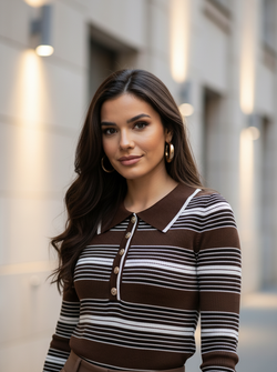 Paris top brown striped