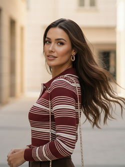 Paris body bordeaux striped