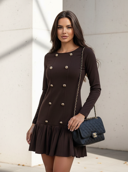 Alexia button dress brown