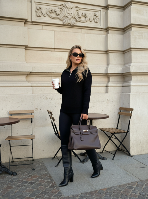 Zola zip sweater black