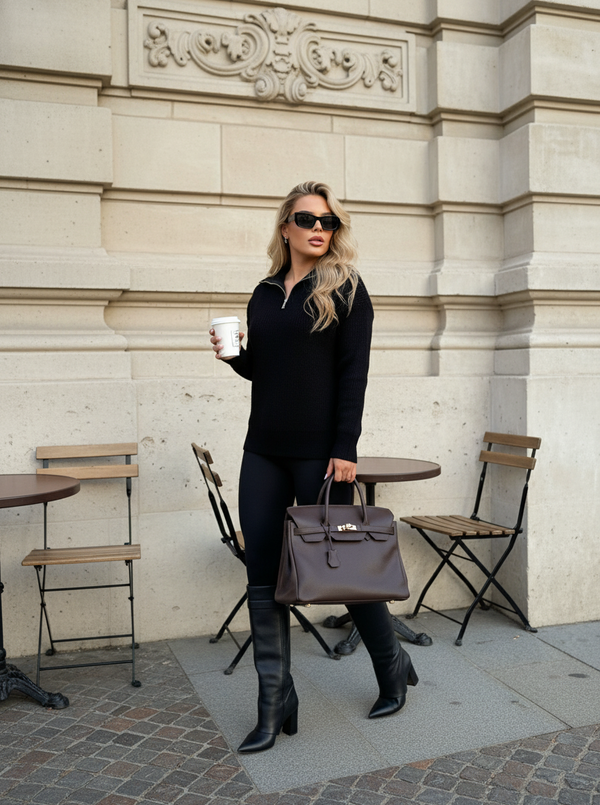 Zola zip sweater black