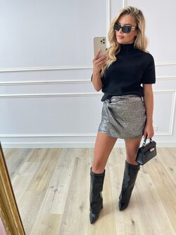 Sascha metallic skort zilver