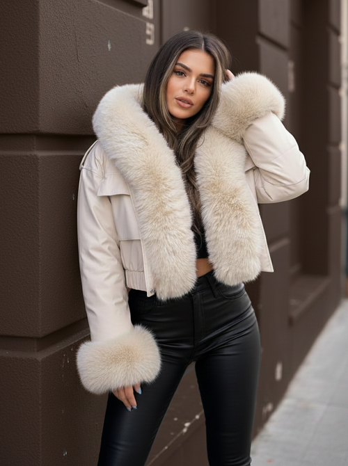 Amy Faux fur coat creme