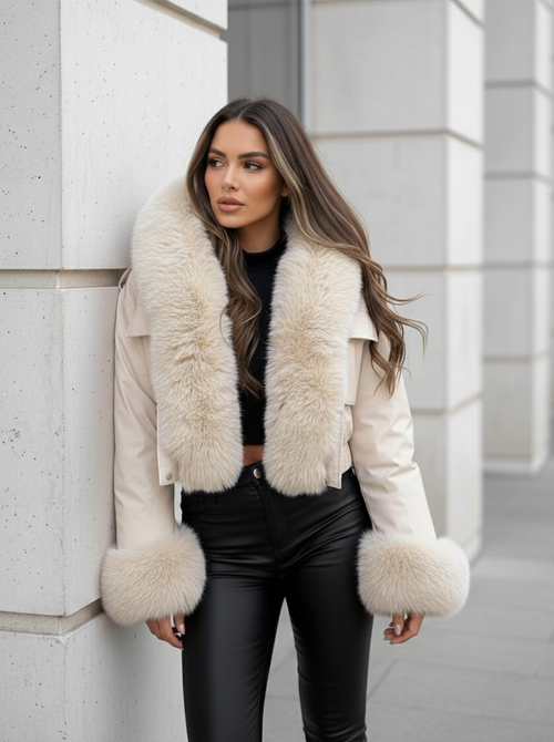 Amy Faux fur coat creme