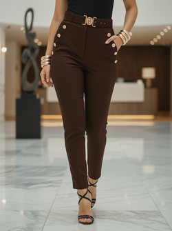 Gold button pants brown Gold button pants brown
