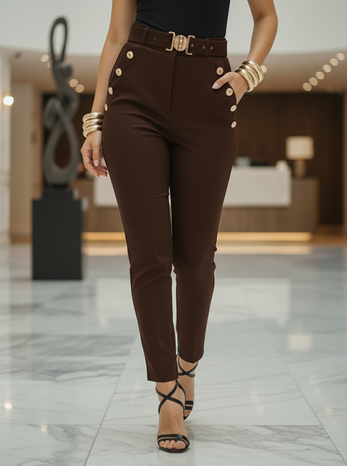 Gold button pants brown Gold button pants brown