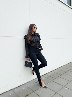 Ruffle blouse black