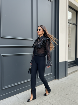 Ruffle blouse black