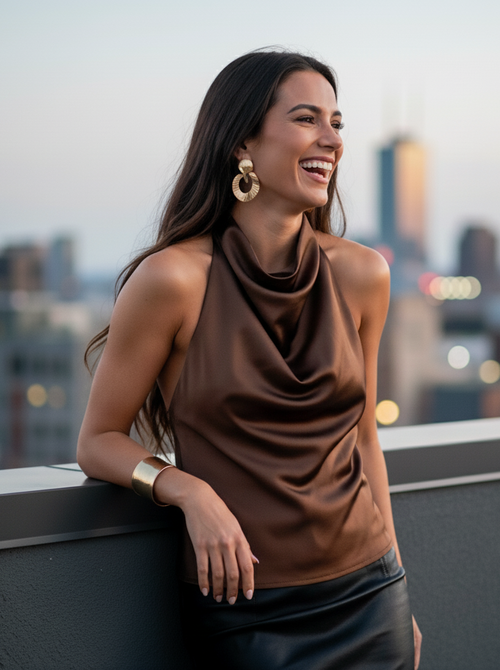 Satin top brown