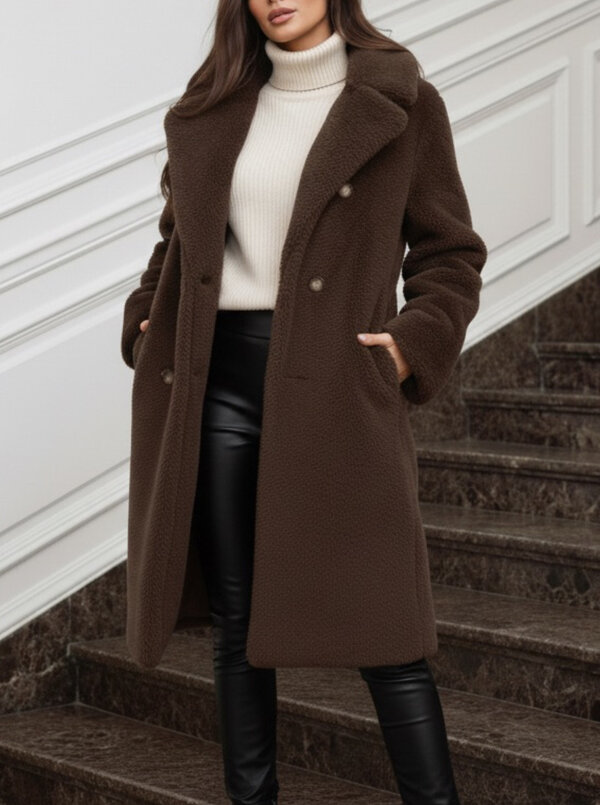 Yara faux fur long jacket brown