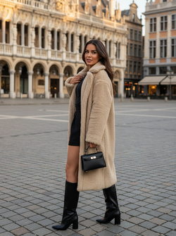 Naomi teddy long jacket beige