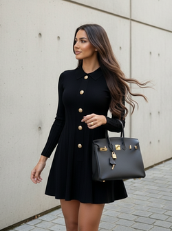 Dahlia button dress black Dahlia button dress black